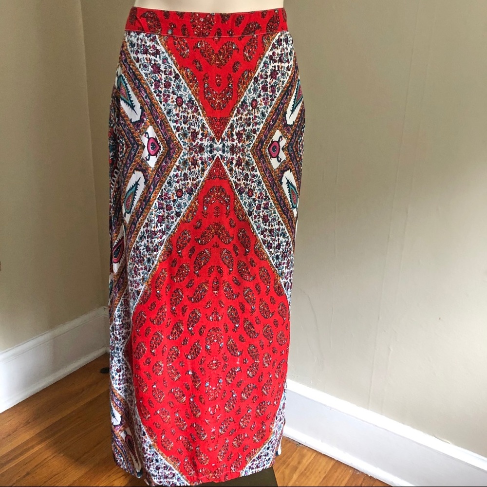 Boho Print Maxi Skirt w/ Pockets!
